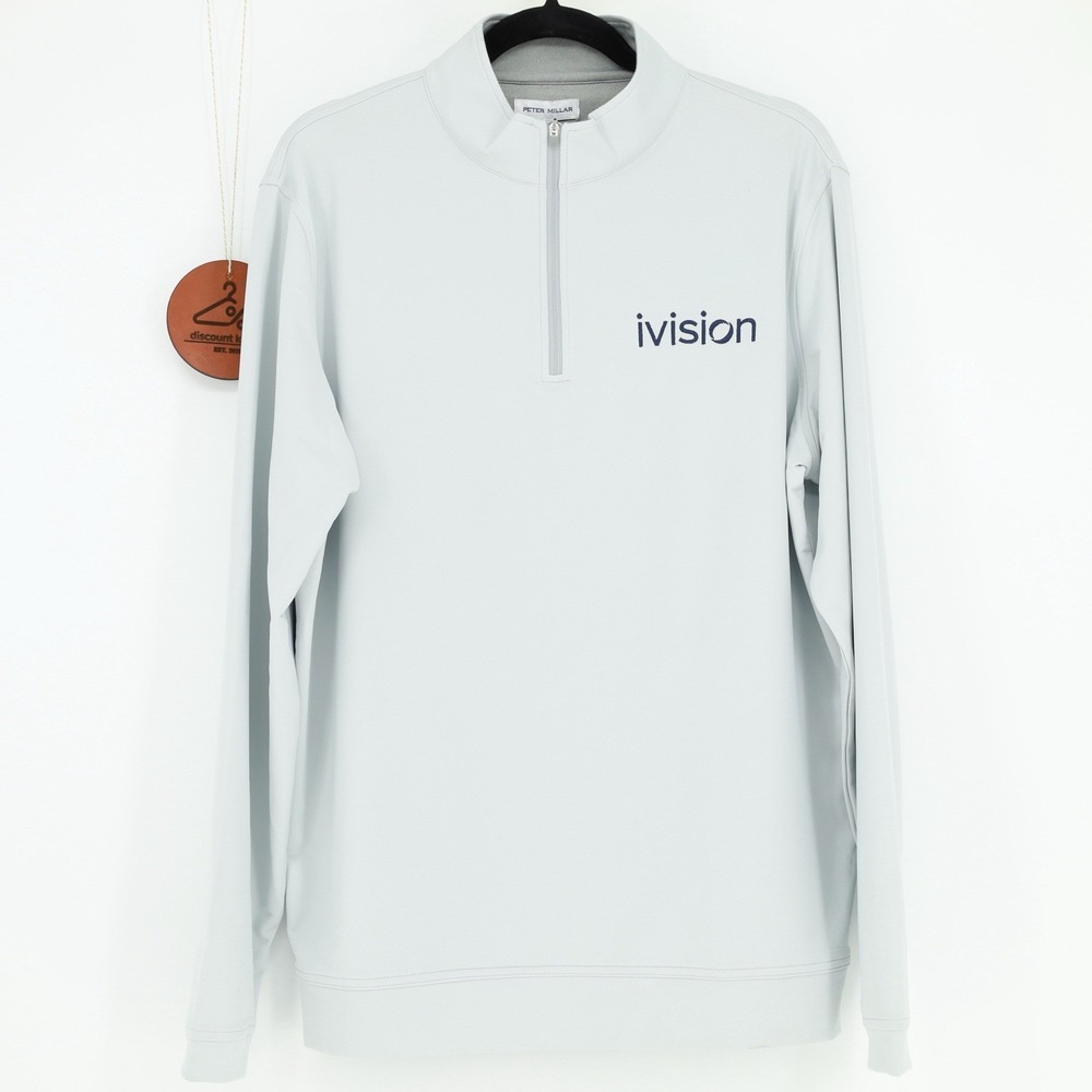 PETER MILLAR Quarter Zip Large MEOEK40 Pullover IVISION LOGO Crown Sport NWT